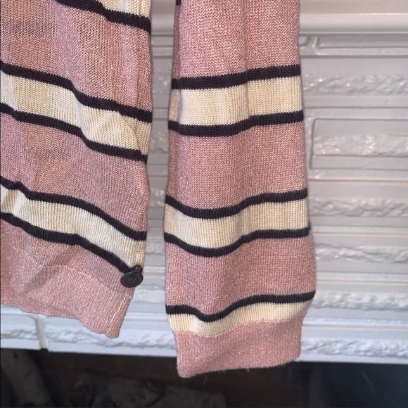 Scotch & Soda NEW Striped Tan Black Lurex Sparkle Lightweight Crewneck Sweater M - Picture 3 of 9